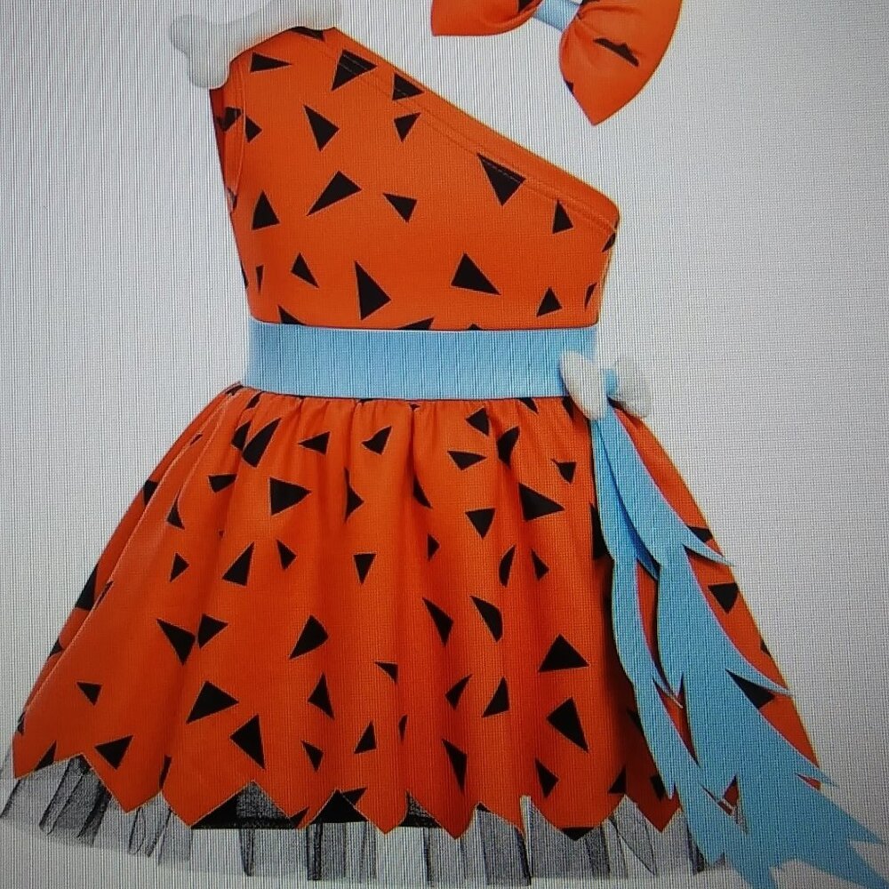 Infant Toddler Girls Bam Bam Pebbles Caveman Halloween Dress Up Pretend Costume